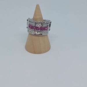Paparazzi Silver Ring with Pink Accents